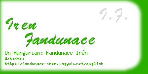 iren fandunace business card